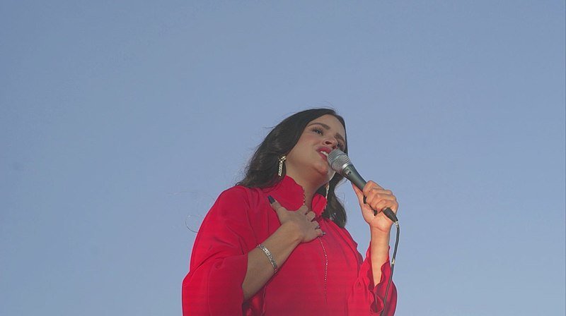 Rosalía durante una actuación en el Parque de la Cuña Verde en Madrid. Foto: Diario Madrid