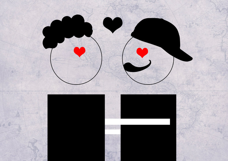 Ilustración de dos chicos enamorados. Ilustración: Alejandro Martínez Córtés